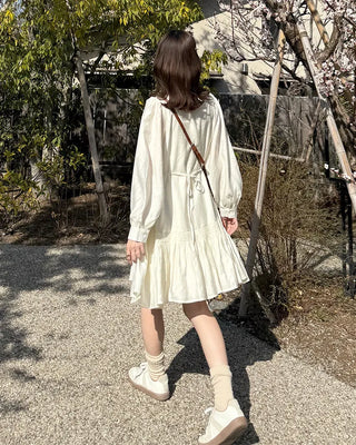Frill String Point Shirring Dress