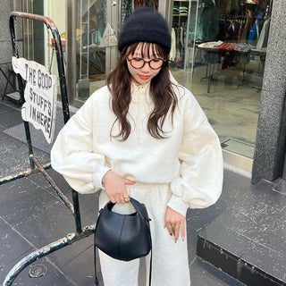 Brushed String Sweatshirt and Pants Set