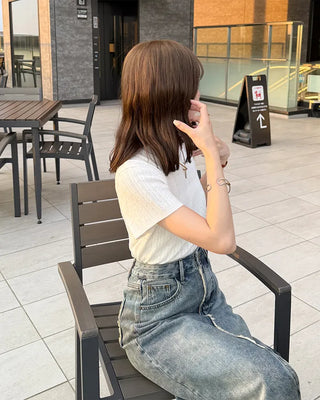 Perforated short-sleeved knit