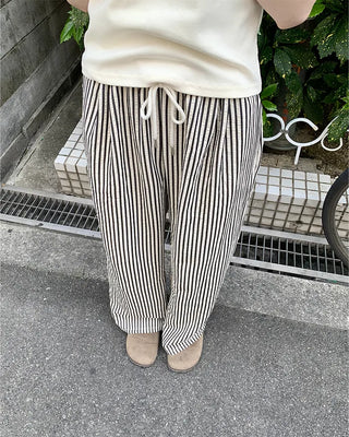 Striped elastic waist pants