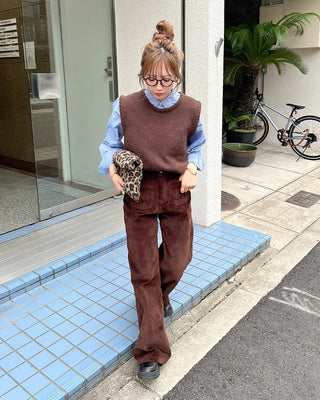 Loose-fitting simple round neck vest