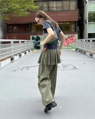 Pleated skirt wide slacks