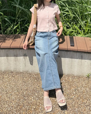 Flower punched short-sleeved cardigan
