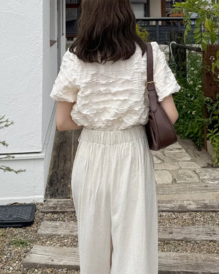 Wrinkle Volume Short-Sleeve Blouse