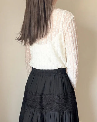 Flower sheer layered T-shirt