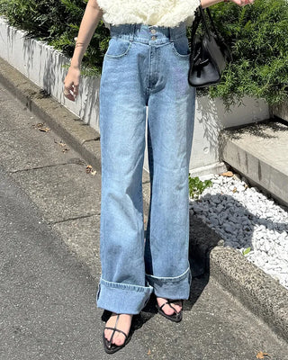 Semi-bootcut denim pants