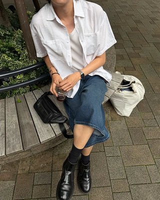 Basic Linen Two-Pocket Short-Sleeve Shirt