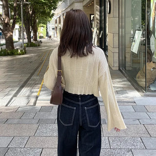 String Shirring Cropped Knit
