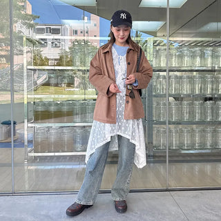 Suede mid-length coat