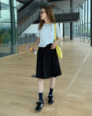 Rivet Pleated Midi Skirt
