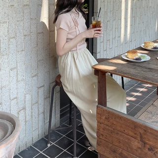 Asymmetrical Ribbon Short-Sleeve Knit