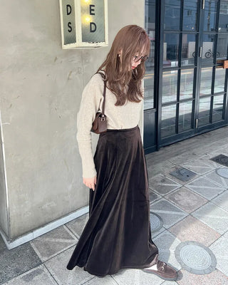 Velvet maxi skirt