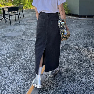 Denim long skirt