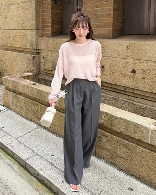 Crop-fit sheer long-sleeve knit