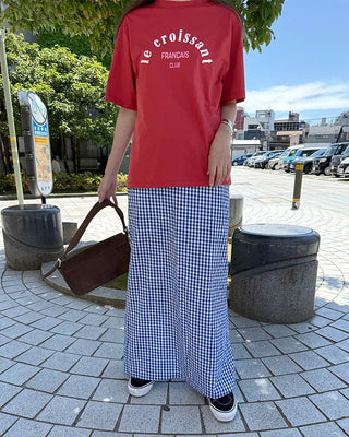 Gingham check maxi skirt