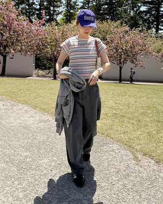 Flap pocket curved fit cotton pants