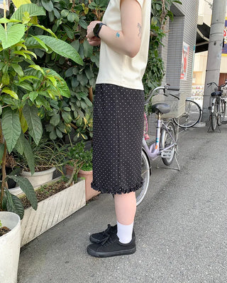 Polka Dot Frill Point Midi Skirt
