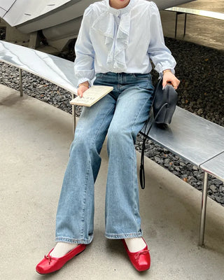 Semi-bootcut denim pants