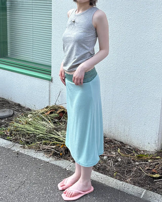 Lace waist midi skirt