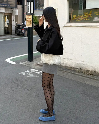 Polka Dot Sheer Balloon Sleeveless Blouse