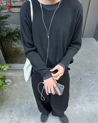 Crop-fit layered knit