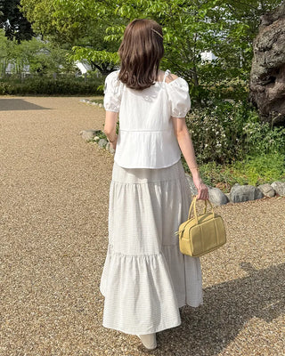 Checked long skirt
