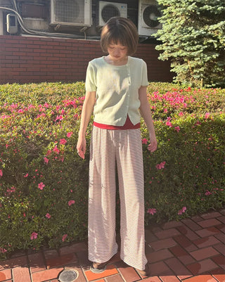 Asymmetrical Button Short Sleeve Knit