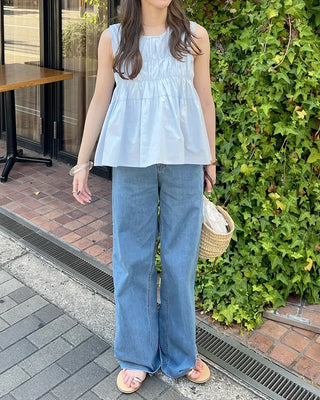 Shirred sleeveless blouse