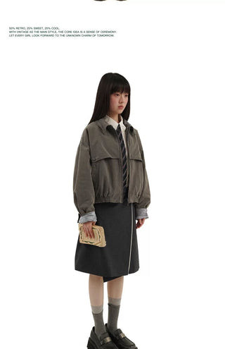 [Moromoro2] Washed Cotton Cropped Jacket