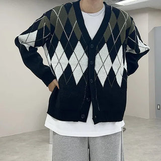 Argyle knit cardigan