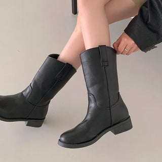 Simple mid-calf half boots (2 colors)