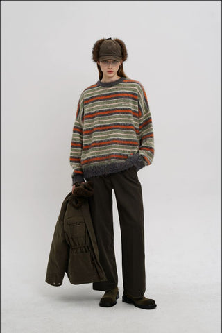 [MASONPRINCE] Striped Wool Blend Crewneck Sweater