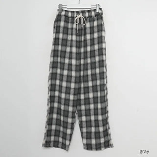 Checked wide easy pants