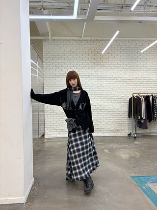 [NeverSeez] Argyle Layered Knit Cardigan