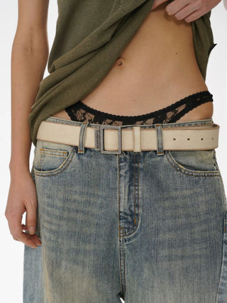 [MASONPRINCE] Needle-Free Metal Buckle Leather Belt