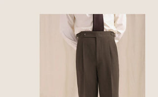 [CULTUM] Herringbone Brushed Pleated Trousers