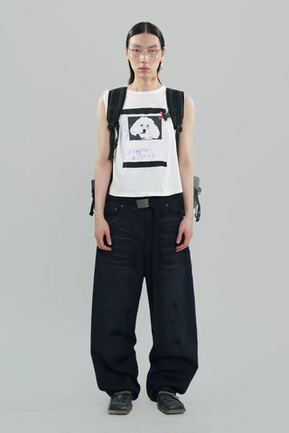 [MASONPRINCE] Graffiti Dog Print Washed Tee