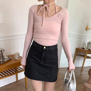 denim mini skirt