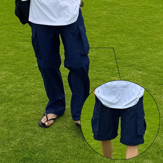 2-Way Drawstring Half & Long Cargo Pants