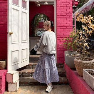Checked cantan skirt