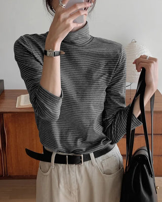 Striped turtleneck T-shirt