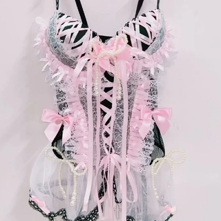 Bowknot ruffle lace hem cami top