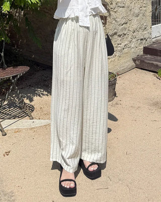Striped Wide Wrinkle Easy Pants
