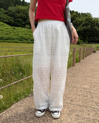 Flower Punching Wide Easy Pants