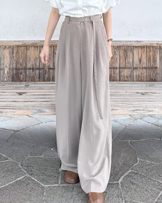 Belted wide-leg pants