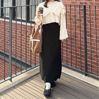 Double ruffle knit cardigan