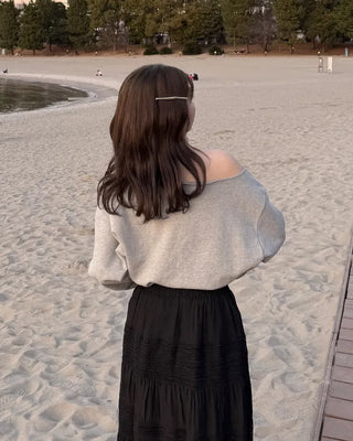 Simple off-shoulder sweatshirt