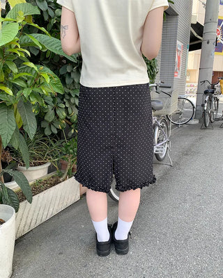 Polka Dot Frill Point Midi Skirt