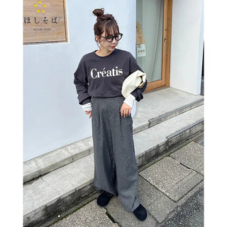 Striped wide slacks