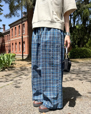 Wide-fit check easy pants